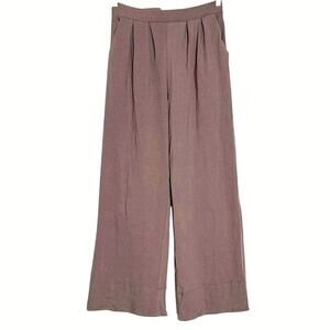 FREE PEOPLE BEACH Wide Leg Pull On Pants Cotton Knit Mauve M Boho